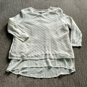 Lucky Brand sweater lace with sheer underlay size Medium cream color
